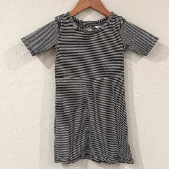 Old Navy Girls XS 5 Striped Open Back Jersey Dress 100% Cotton Fit & Flare‎ Goth - Picture 1 of 8